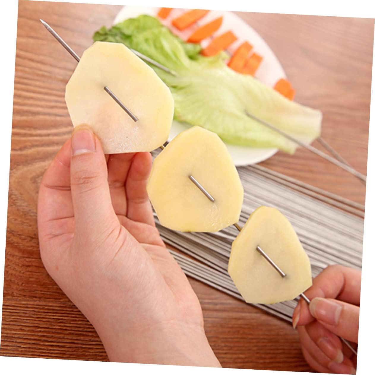 100pcs Sturdy Stainless Steel Bbq Needles Barbecue Tools Skewers for Grilling Outdoor Camping