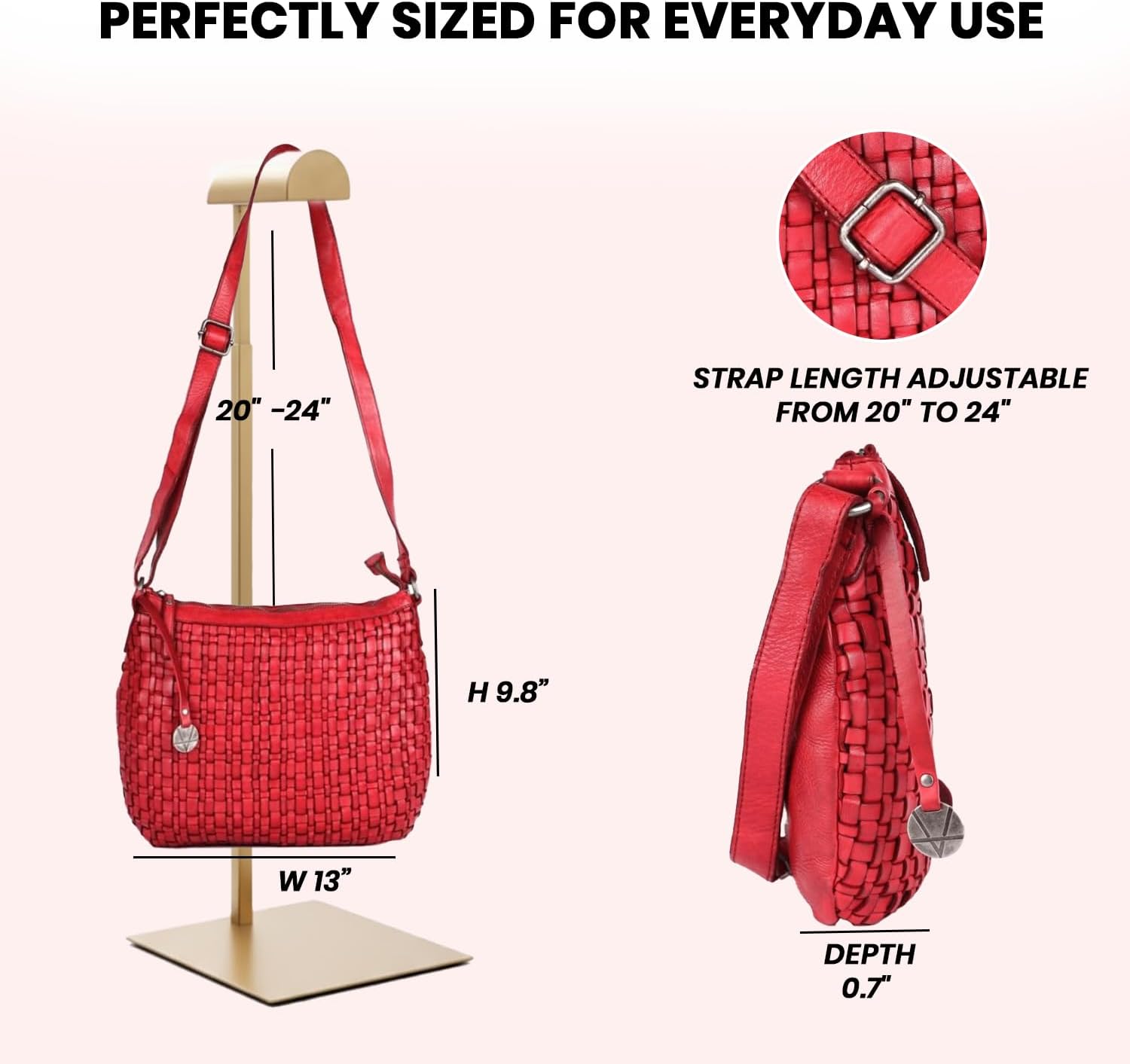 Genuine Leather Crossbody Sling Bag for Women, Purse for Women Trendy Casual Office Bag with Adjustable Strap