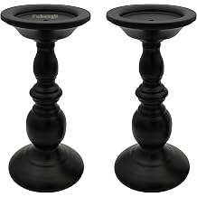Pillar Candle Holders Stands Set of 2, Candle Holders for Pillar Candles Decorative Candlestick Holder for Fireplace, Home Decor, Dinning, Party, Wedding, Matte Black, 8.7 - 2Pack