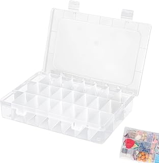 صندوق تخزين مجوهرات شفاف مكون من 24 شبكة مع مقصورات، فني ماسي للوجبات الخفيفة مع مساحات للمجوهرات ومستحضرات التجميل والحرف اليدوية والمسامير والصواميل من تشينيويانغفين، بلاستيك