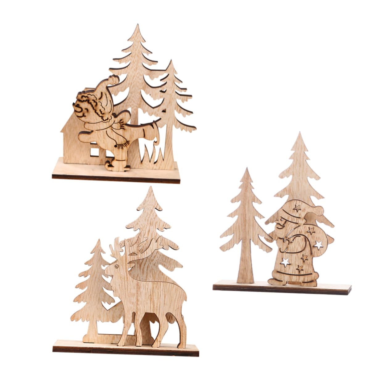 6 Piezas Decoración de Mesa para Árbol de Navidad Decoración de Árbol Navideño Decoraciones de Mesa de Navidad Letrero de Madera Pequeño Árbol de Navidad Adorno de Escritorio Adorno de