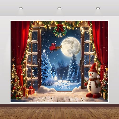 Christmas Backdrop 10x8ft Vinyl Christmas Window Photography