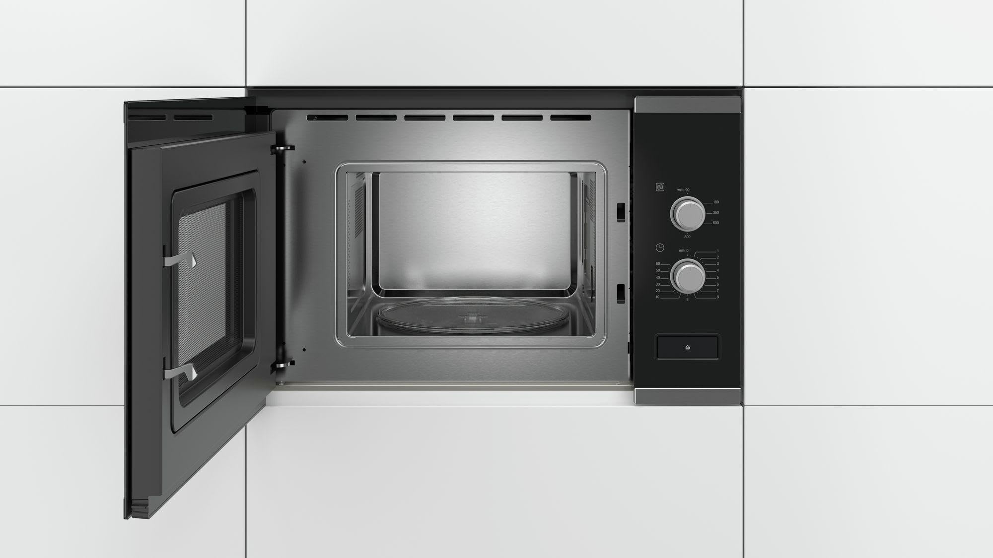 Bosch BFL520MS0 Série 4 - Micro-ondes intégrable, 60 x 38 cm, 21 litres, Inox
