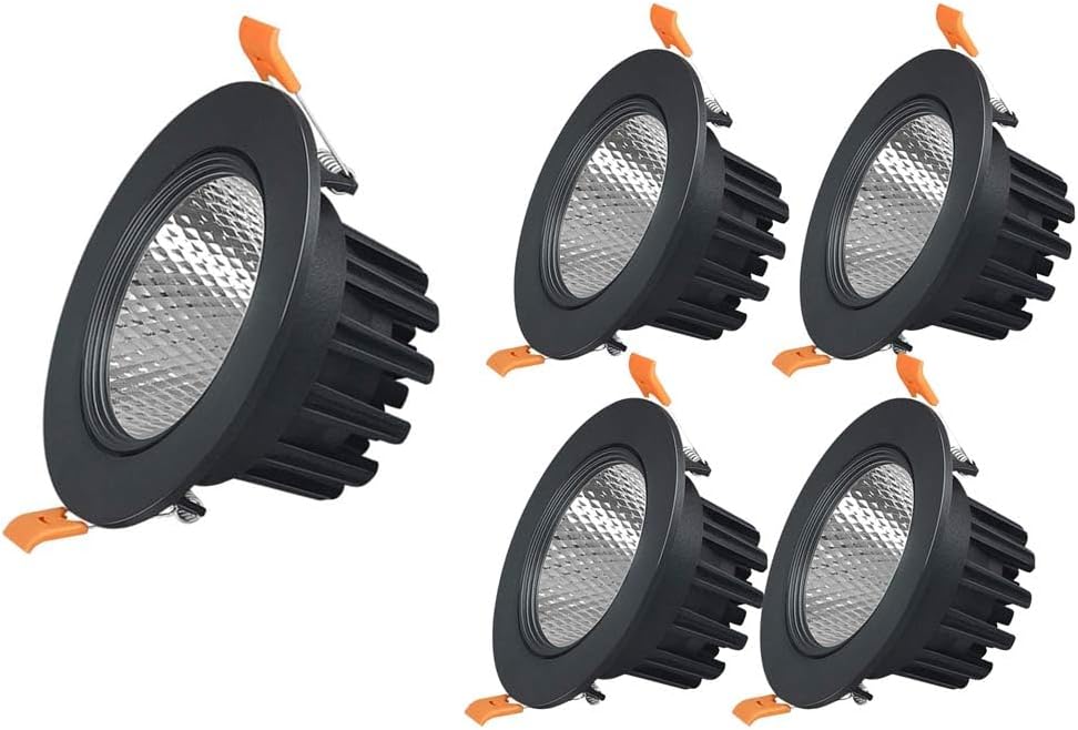 5 Pack Black LED Recessed Can Retrofit Light LED Recessed Ceiling Light, 5W,7W,12W,20W COB White Recessed Lighting, Retrofit LED Recessed Downlight Retrofit Kit, for Home Improved