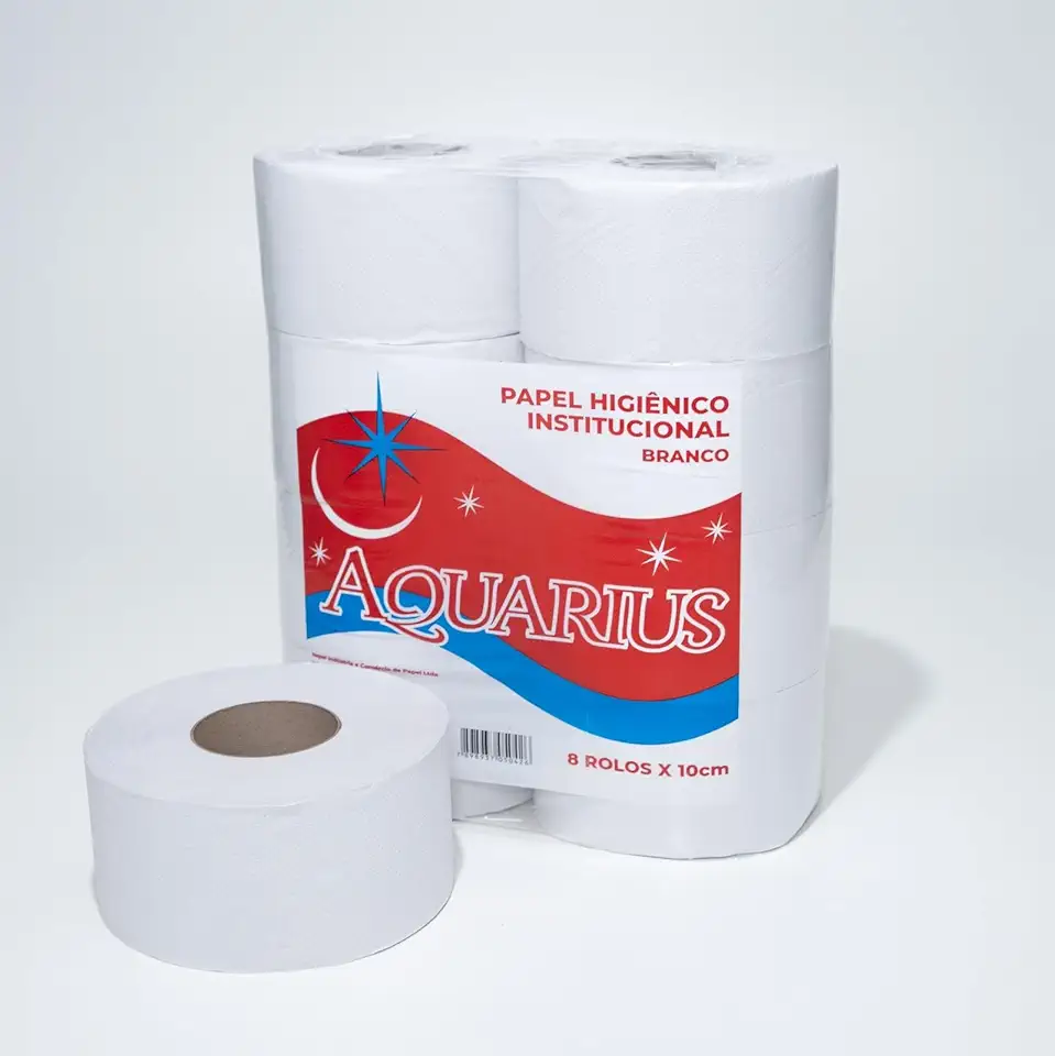 PAPEL HIGIENICO ROLAO INSITITUCIONAL CELULOSE F. SIMPLES 8 ROLOS 2KG - AQUARIUS