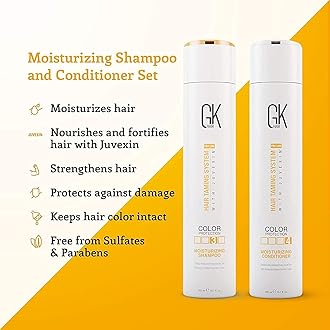 GK HAIR Global Keratin Moisturizing Shampoo and Conditioner Sets (10.1 Oz/300ml) with Leave In Cashmere Smoothing Styling Cream (1.69 Fl Oz/50ml) for Color Treated Dry Damaged Frizzy Hair