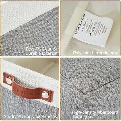 Image of DECOMOMO Foldable Storage Bin [3-Pack] Collapsible Sturdy Cationic Fabric Storage Basket Cube W /Handles for Organizing Shelf Nursery Home Closet (Grey and White, Small - 11.8 x 8 x 6-6 Pack)