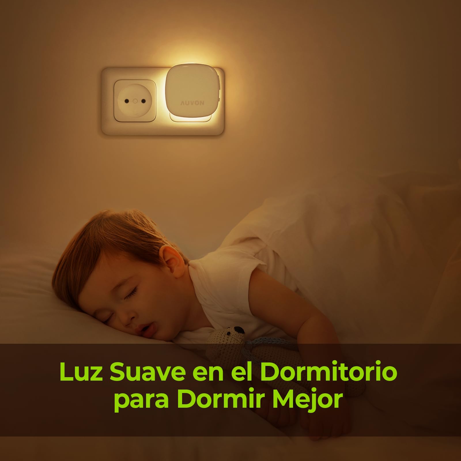 AUVON Luz Nocturna Infantil Enchufe con Sensor de Movimiento y Crepúsculo, 2 Piezas, Color Ajustable 1-50 lm