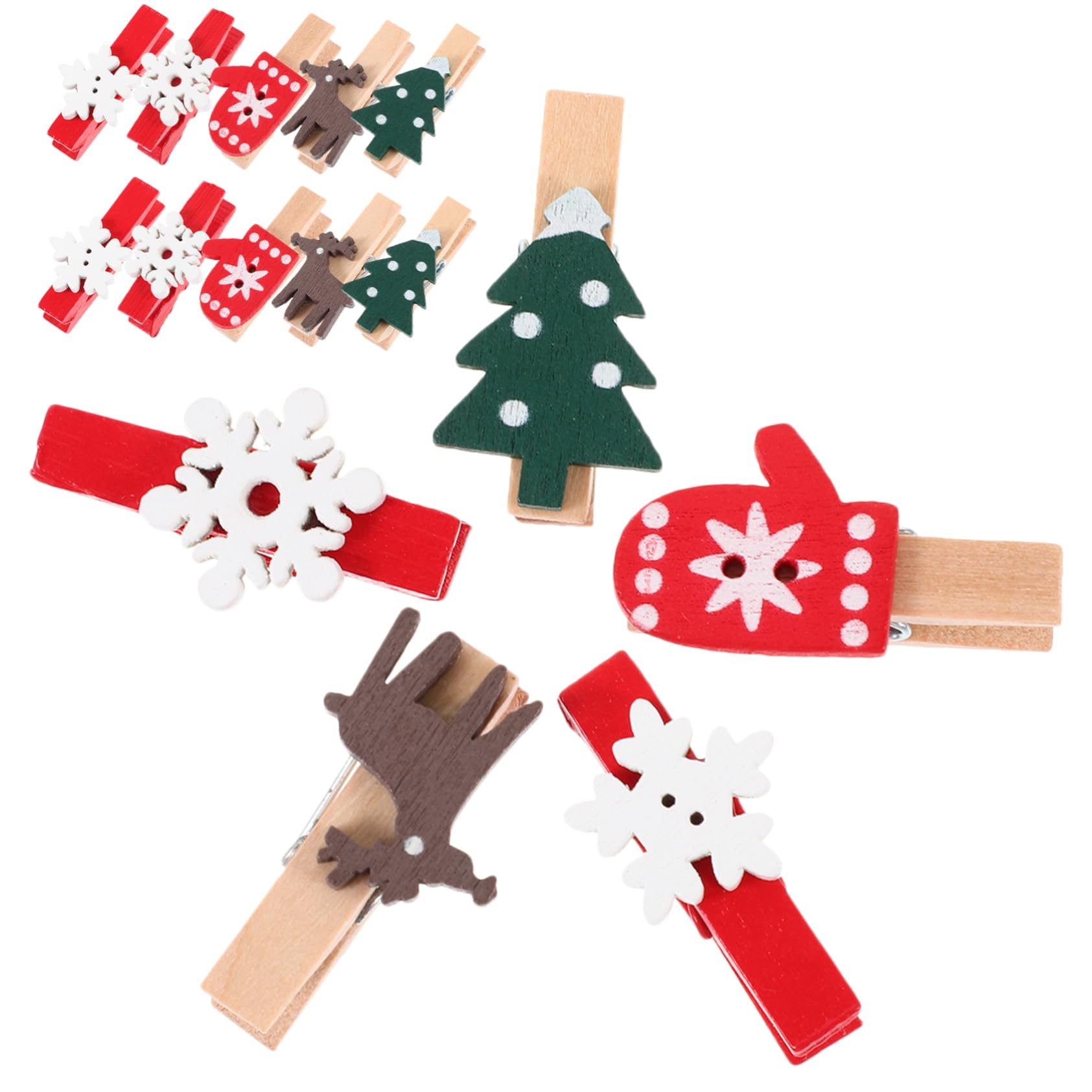 IMIKEYA 500 STK Cartoon-fotohalter Fotoclips Zu Weihnachten Mini-weihnachtswäscheklammern Dekorative Fotoclips Kleine Fotoklammern Schneeflocken-fotoclips Holz