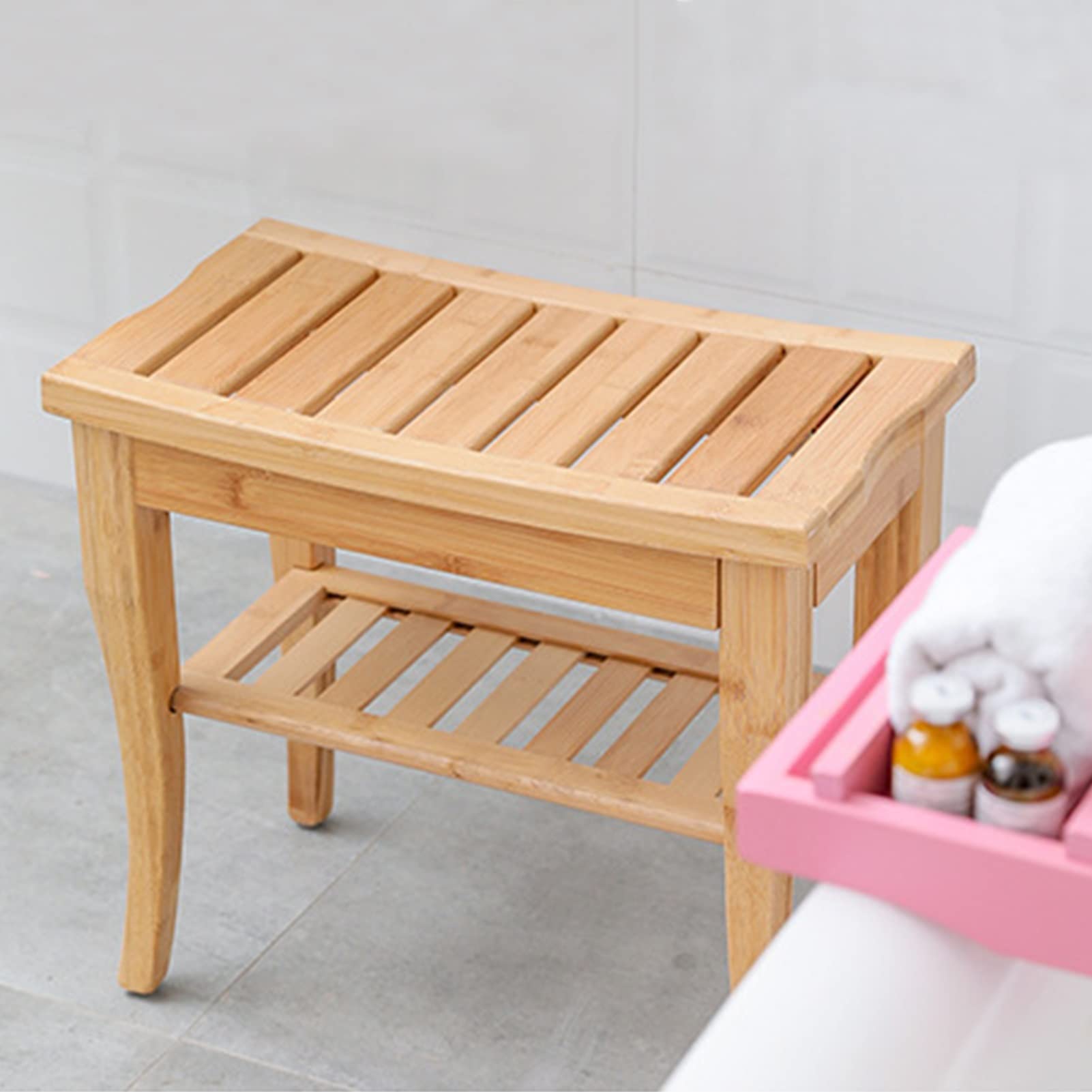 Duschbank Aus Teakholz Mit Ablage – Hocker Für Dusche, Bad & Außenbereich, Kompakt & Stylisch