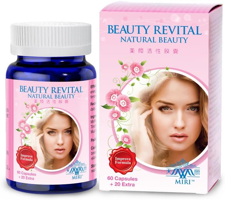 Miri Beauty Revital - Breast Enhancement/Breast Augmentation, Support Hormones,Premium Pueraria Mirifica Extract & Collagen Type II (80 caps) Natural Health Supplement for Women