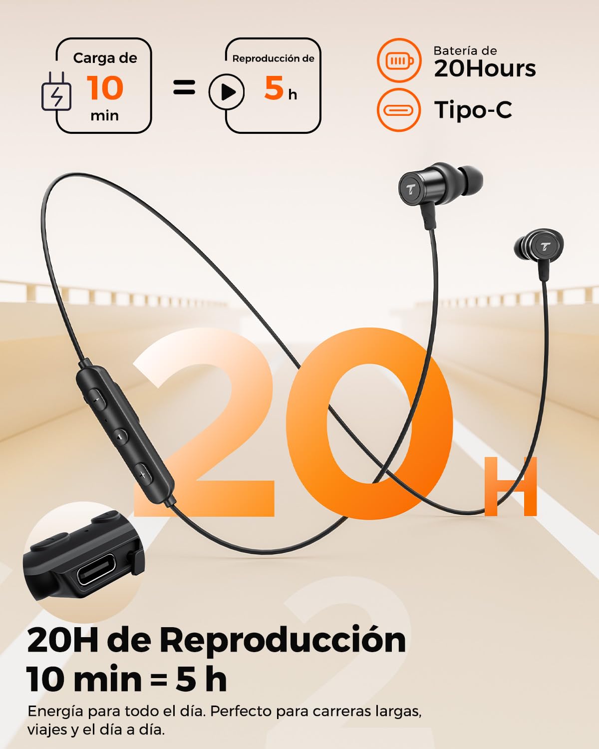 truefree HD-100 Auriculares Inalámbricos Bluetooth 6.0, Cascos inalambricos Deportivos de Cuello, Sonido Espacial 360, Audio LDAC Hi-Res, Cancelación de Ruido AI, IP67 Impermeable, 20H de batería