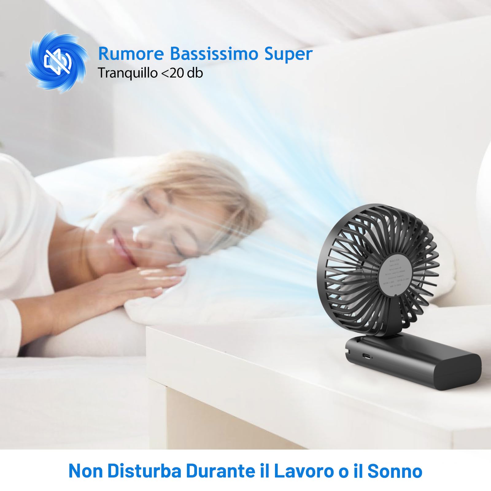 Timiyou Ventilatore Portatile, Mini Ventilatore A Mano 3 Velocità,Ventilatore USB A Batteria Ricaricabile 5 In 1 Ventilatore Silenzioso per Esterni, Interni, Spostamenti, Ufficio, Viaggi, Campeggio