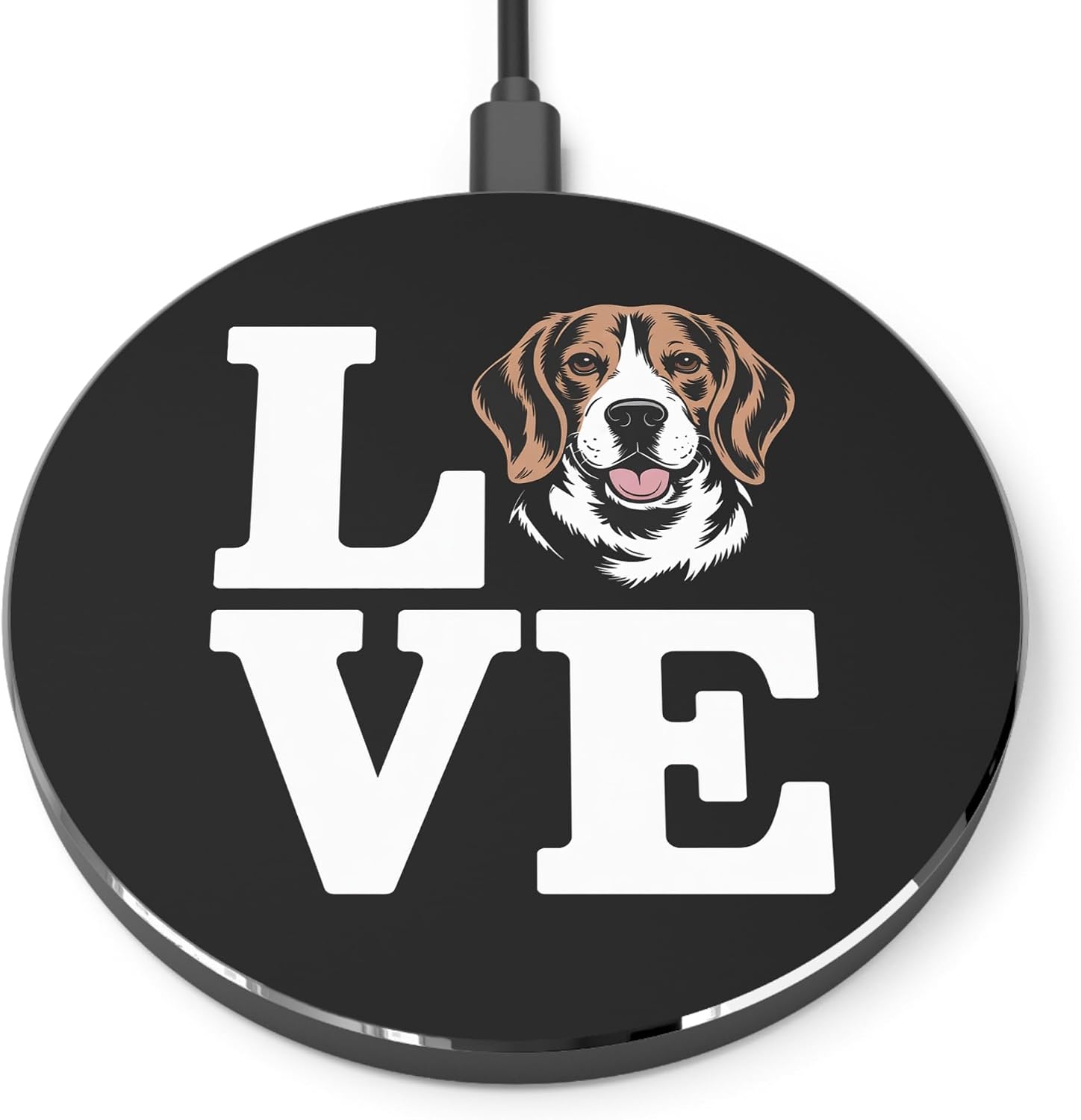 Beagle Love Wireless Charger, Pet Lover Gift, Dog Mom Charging Pad, USB Charger for Home & Office, Cute Decor