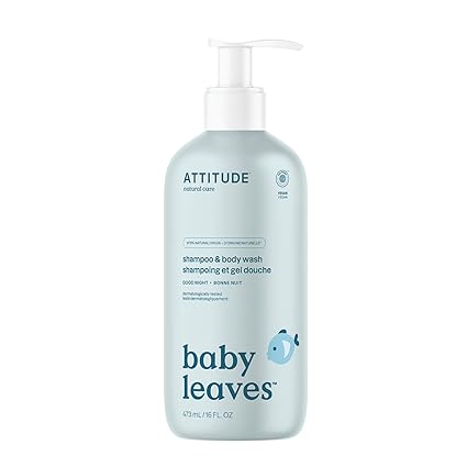 ATTITUDE 2-in-1 Shampoo and Body Wash for Baby, EWG Verified, Dermatologically Tested, Vegan, Good Night, 16 Fl Oz