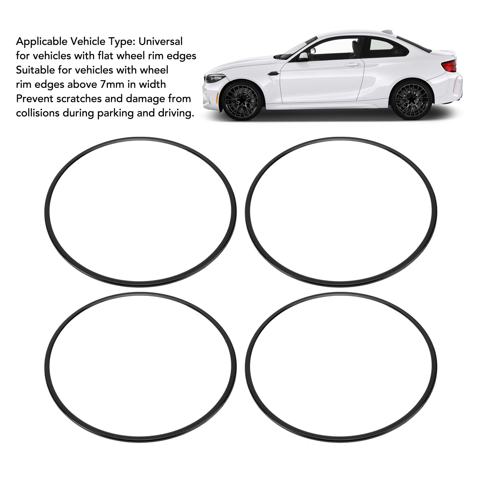 Generic Anello Salvacerchi, Copertura Protettiva Antigraffio - Protezione a 360° per Cerchi 16 Pollici - Universale per Tutti i Veicoli, Design Elegante (BLACK)