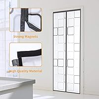 Vista 5 de Cortina de puerta aislada, cubierta magnética térmica para puerta, pantalla magnética de privacidad con cierre automático, manos libres para patio