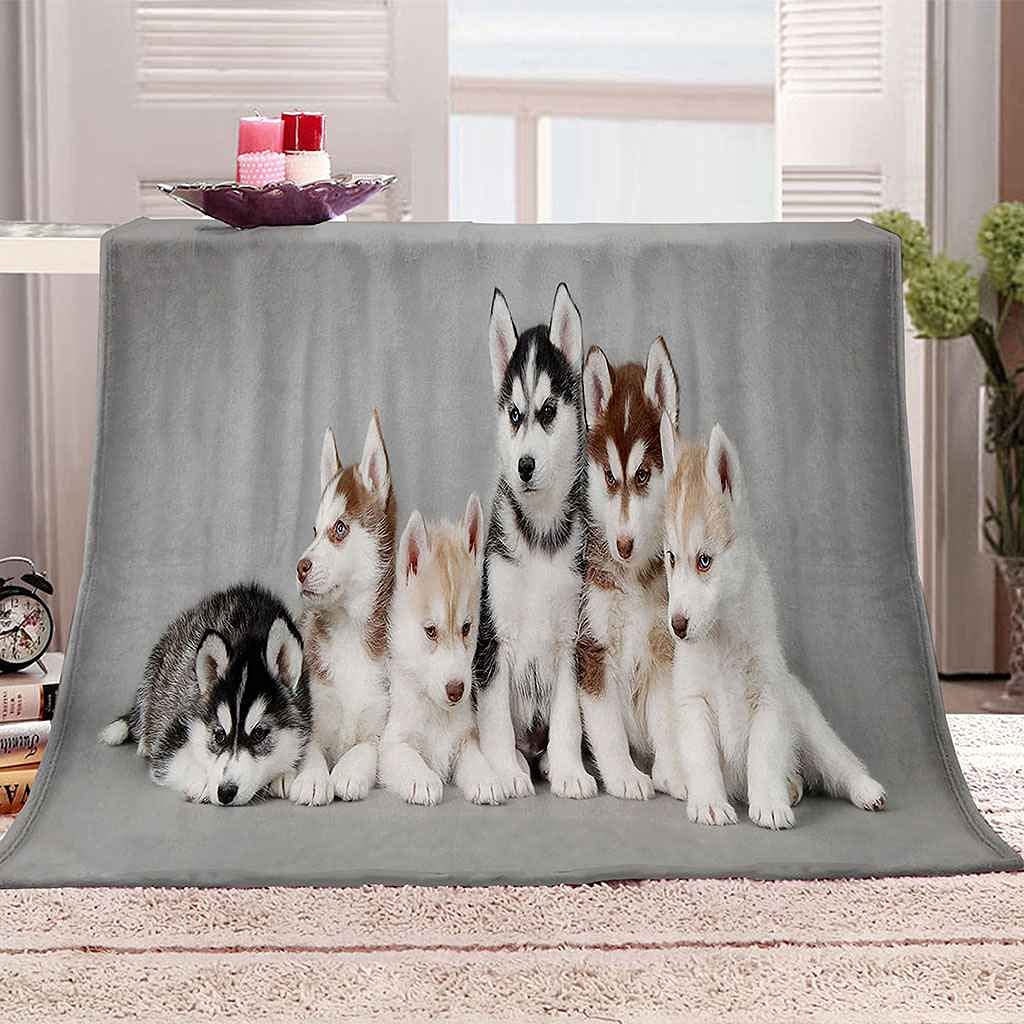 Couverture flanelle chiot 3D pour réchauffer l'ambiance de votre chambre à coucher