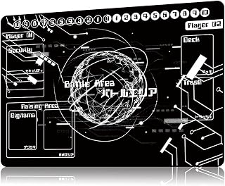 AkxMozrn DTCG Playmat TCG Trading Card Games【Evolution Black】 Digital Monster Battle Gaming Mat Playmat with Card Zones + Free Bag 20x14 Inch Compatible for Digimon