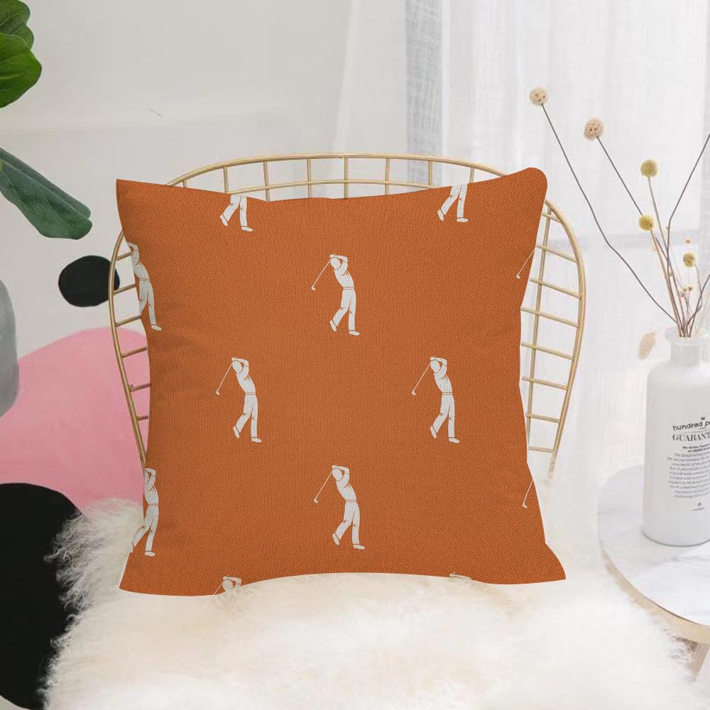 HYOSXW Cushion Cover,Throw Pillow Case Home Decorative for Living Room Bedroom Sofa Chair 16X16 Inch,Golf player pattern repeat seamless in orange color for any design. Vector geom,Pillowcase 40X40cm