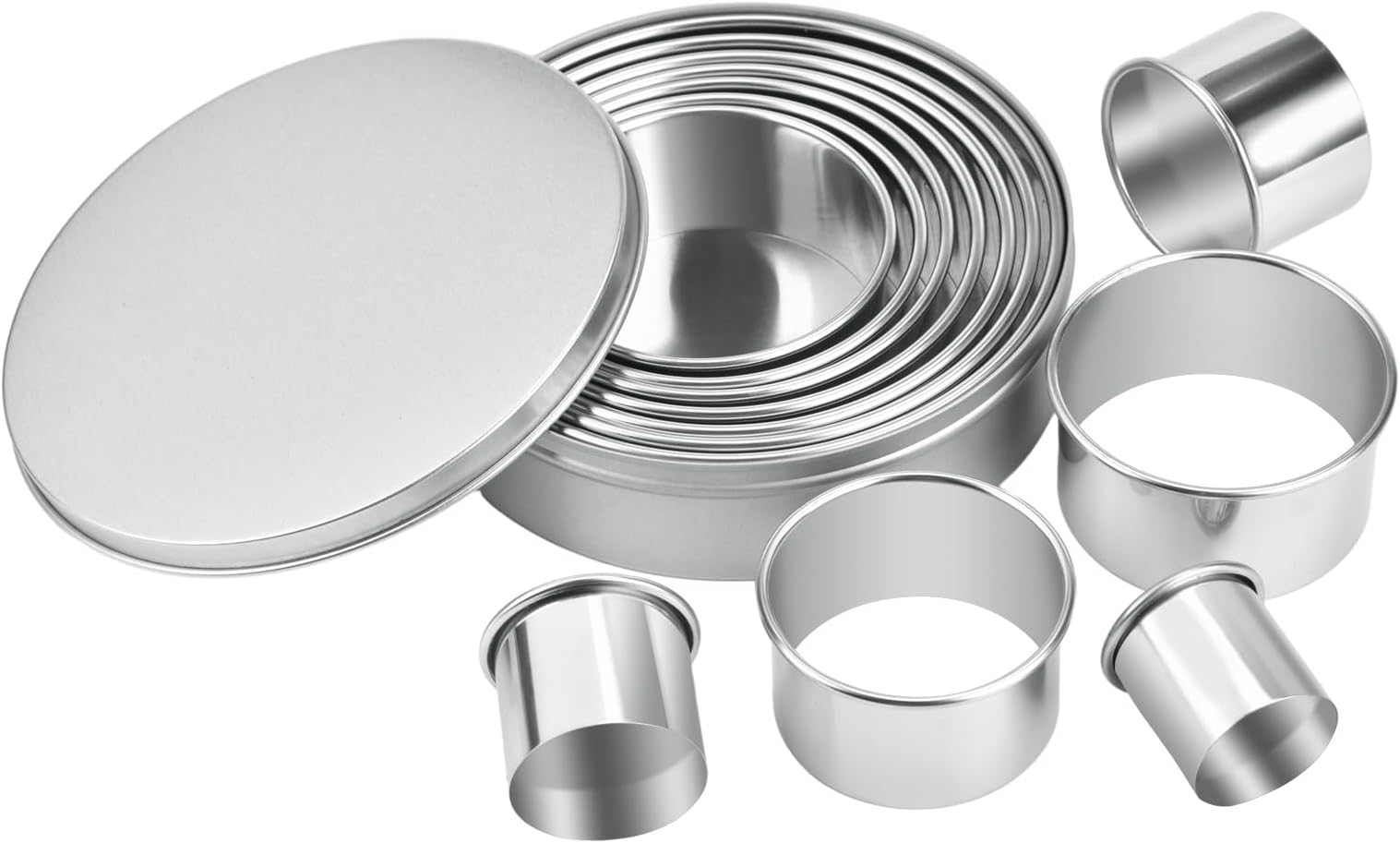 Round Cookie Biscuit Cutter Set, 12 Graduated Circle Pastry Cutters, Heavy Duty Commercial Grade 18/8 304 Stainless Steel Cookie And Dough Cutters, MK05-13