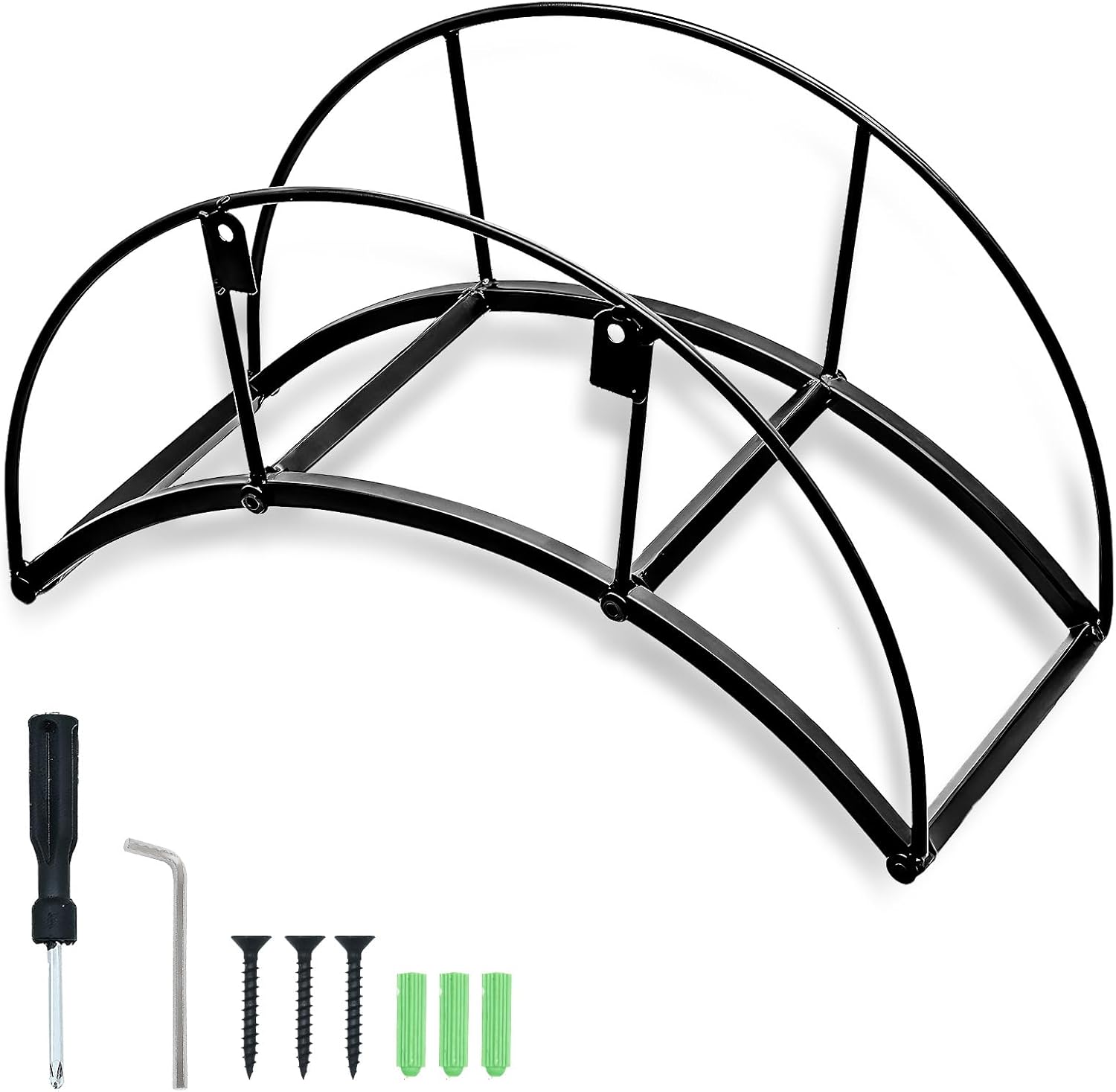 Heavy Duty Metal Garden Hose Holder Wall Mount – Outdoor Hose Hanger, Water Hose Holder, Garden Hose Rack, Beam Hose Rack, Extension Cord Holder Wall Mount (BLACK)