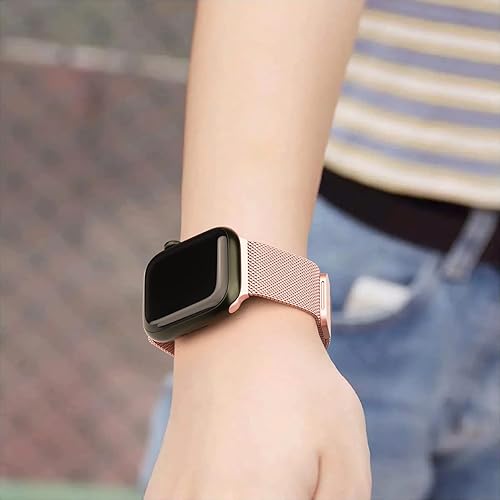 Miniatura 6 de Vanjua Correa de metal compatible con correas de Apple Watch de 1.614 in 1.575 in 1.496 in 1.654 in 1.732 in 1.772 in 1.929 in, correa de repuesto