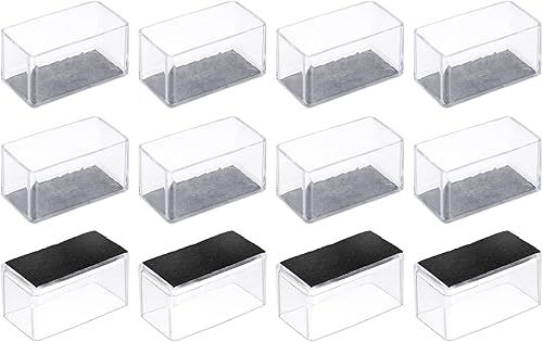 uxcell Protectores de suelo para patas de silla, 12 piezas rectangulares de PVC y fieltro para patas de silla para suelos de madera (blanco