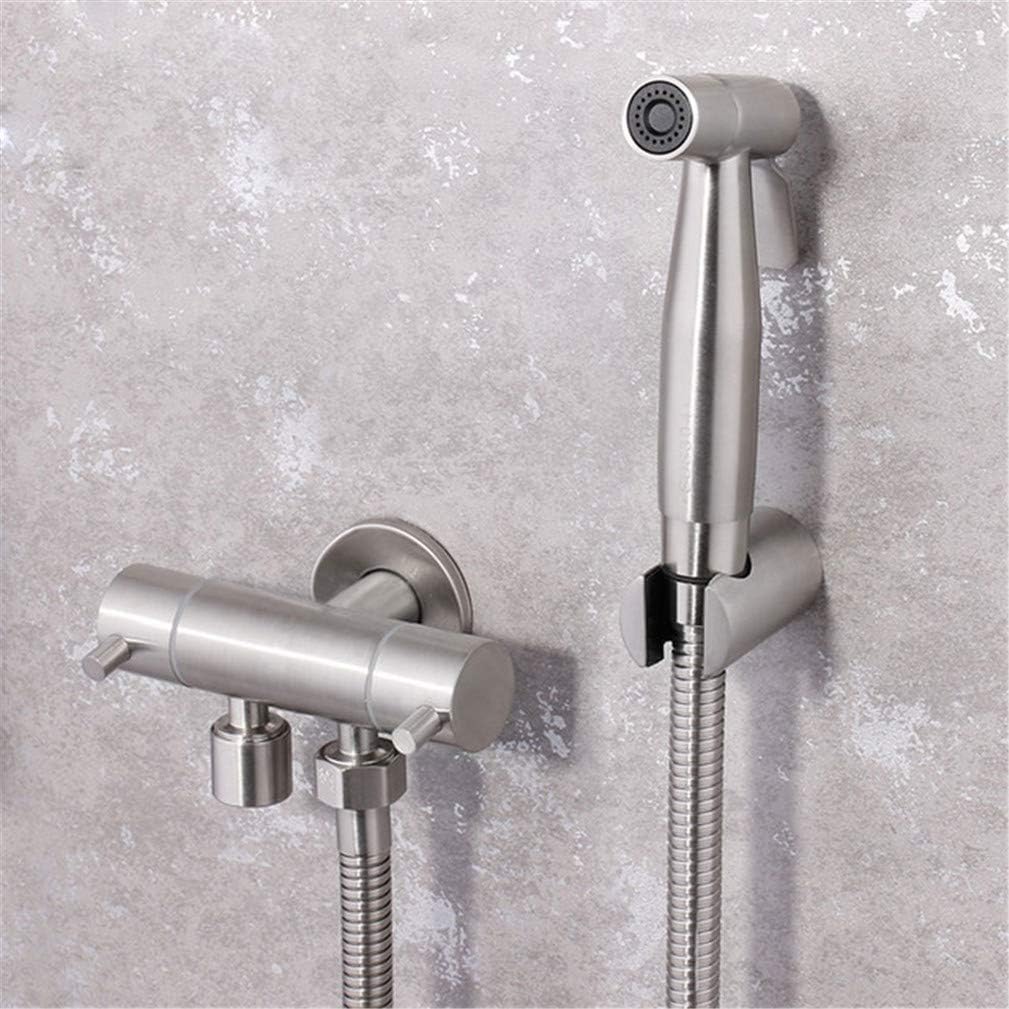 LUNEZY Bidet Faucet Stainless Steel Only Cold Water Toilet Corner Valve Handheld Hygienic Shower Head Muslim Toilet Shattaf Shower Bidet,Set 5