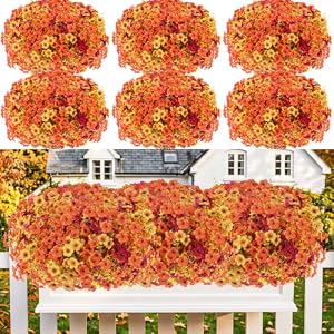 13 Bundles Artificial Fall Flowers Fake Mums for Outdoor (Autumn Colors)