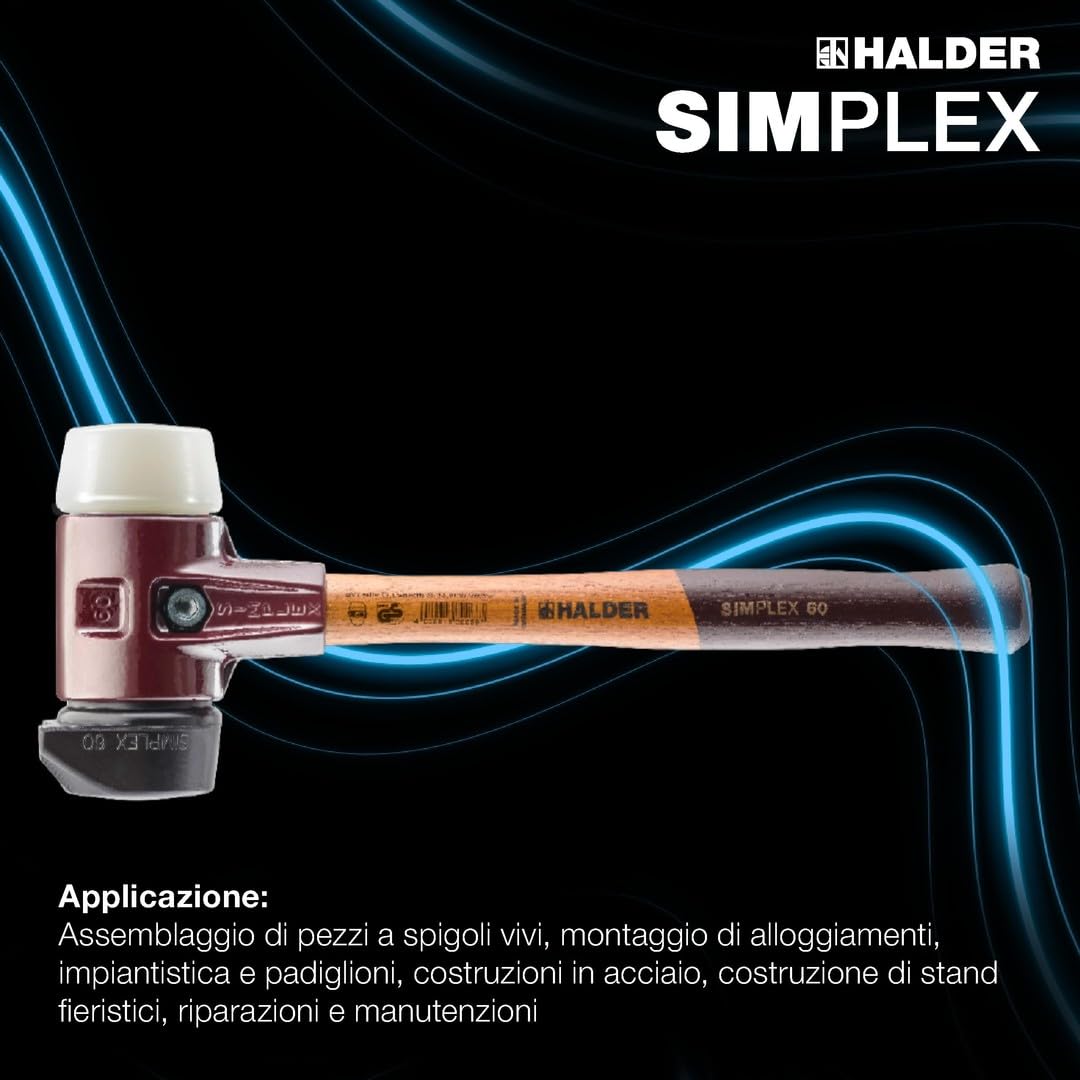 Halder USA - Martello Simplex con inserti in nylon e gomma nera (3028.26)