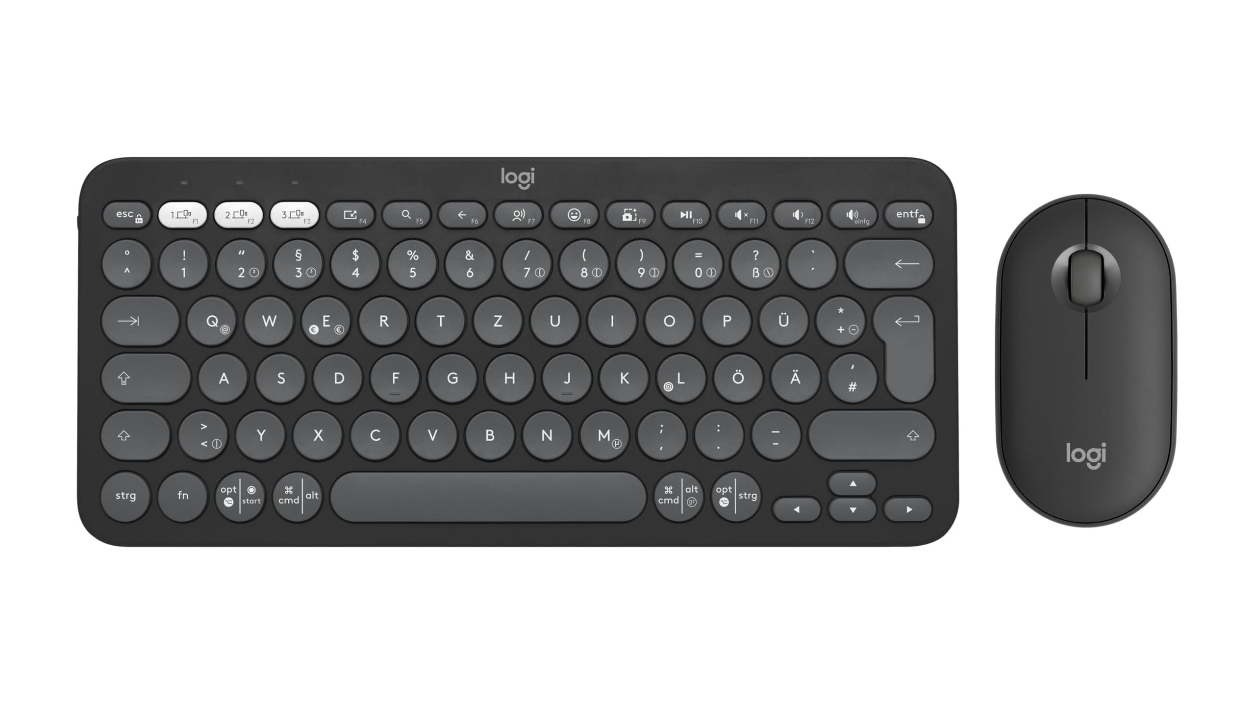 Logitech Pebble 2 Combo - Disposición QWERTZ Alemán, Grafito