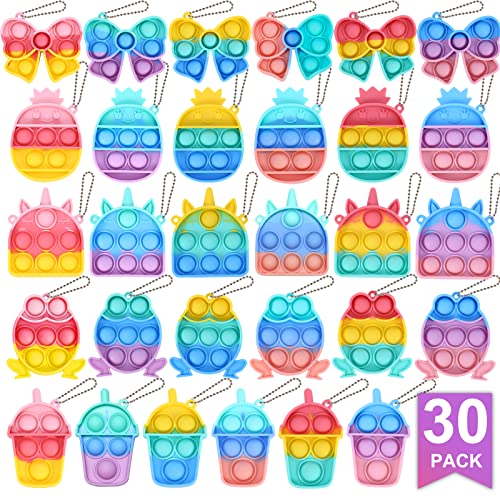 Easter Mini Push Pop Bubble Fidget Toy,Keychain Bubble Pop Desk Toy,Fidget Keychain Relieve Anxiety Stress Pop it Fidget Toy for Kids Adults,Pop Anxiety Stress Reliever Office Desk Toy for Adults