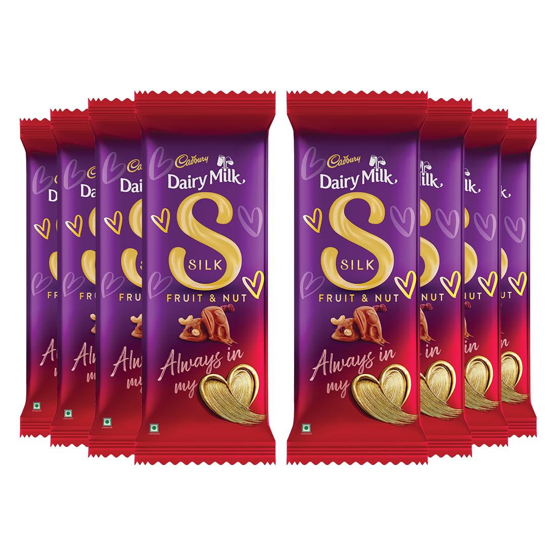 Dairy Milk Silk Fruit & Nut Chocolate Bars, 51 Grams (Pack of 8)