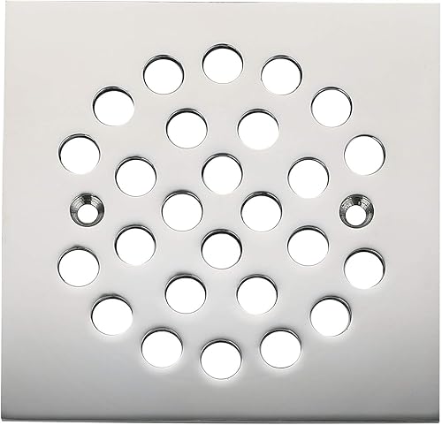 Colador cuadrado de rejilla de drenaje de piso de ducha atornillado de 4-14 pulgadas (cromado)