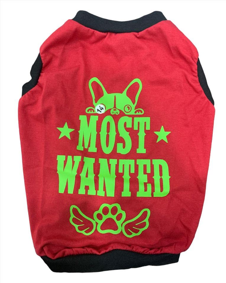Summer Wear, Dog T-Shirt, Most Wanted, Red, 10", 200 g