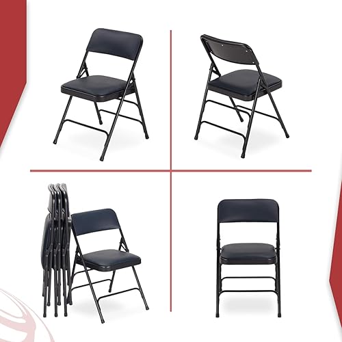 Miniatura 7 de EventStable TitanPRO - Silla plegable de metal azul marino, asiento acolchado de vinilo, silla plegable acolchada, sillas plegables duraderas y