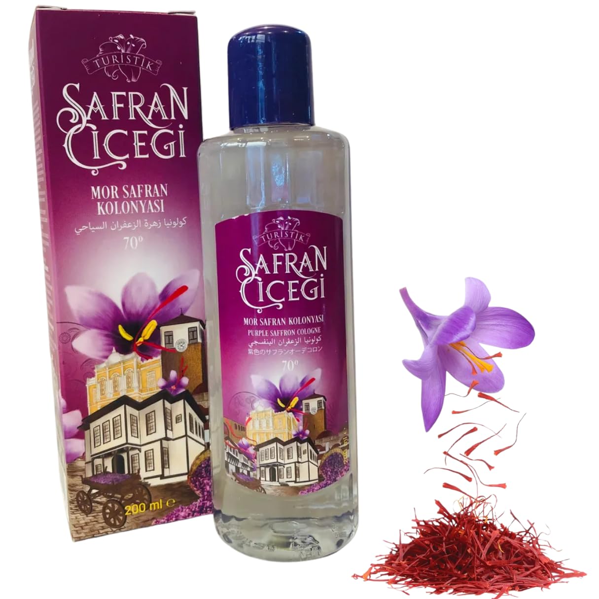 Touristic Saffron Flower Purple Saffron Cologne Turistik Safran Cicegi Purple Saffron Cologne 200 ml-6 76 fl oz Traditional