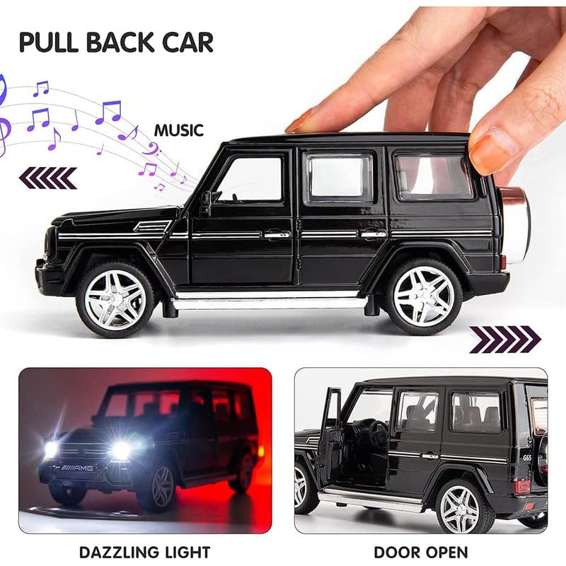 Image of Kids Model 1:32 G65 Die Cast Metal Car Pull Back Action Opening Doors with Realistic Engine Sound Lights Toy Car Gift for Boys - Multi