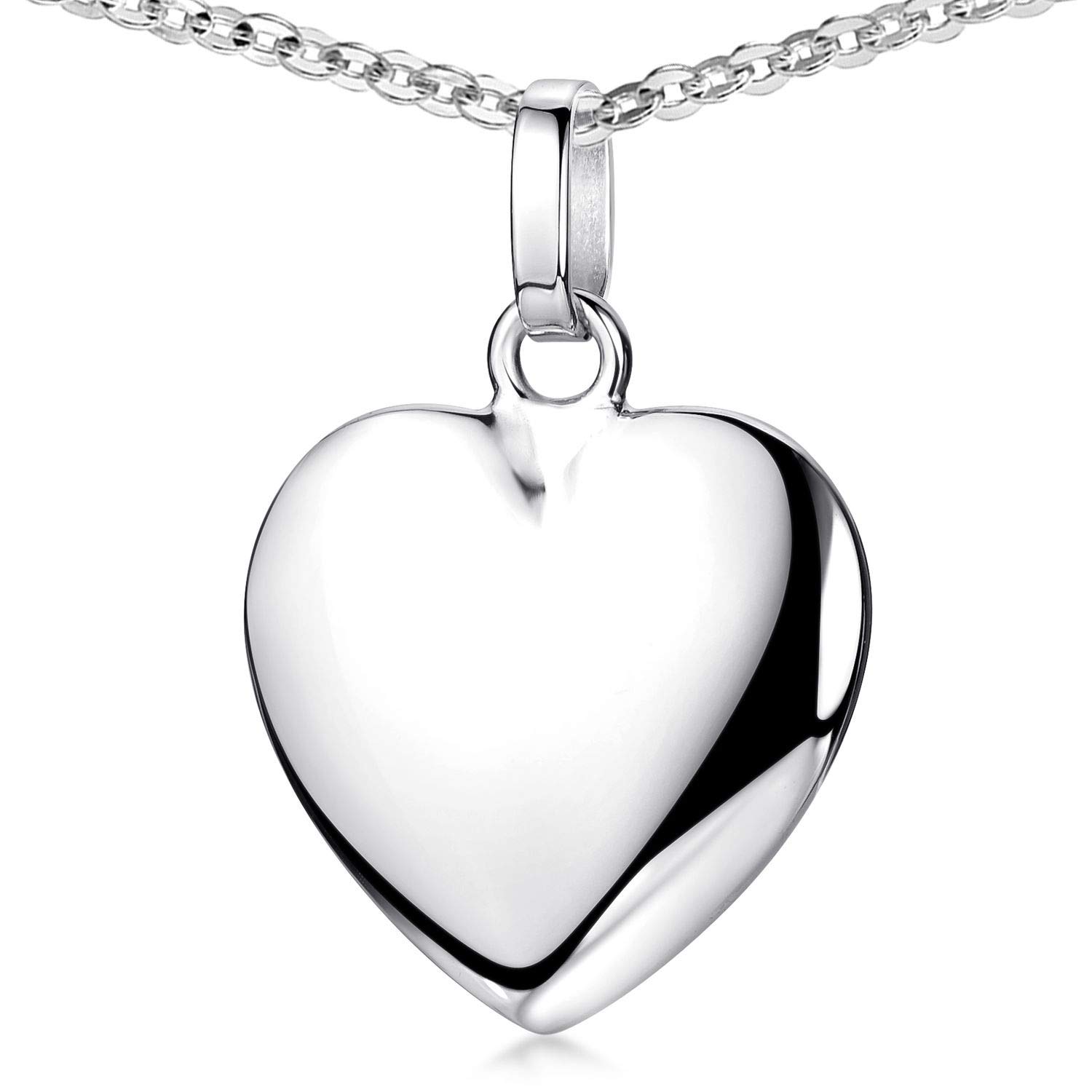 Herz Anhänger Silber 925 Damen wahlweise mit Kette KA-272-Silber | Herzanhänger 12x19mm aus rhodiniertem 925 Sterling Silber wahlweise mit Halskette in 40-50cm von MATERIA by Matthias Wagner