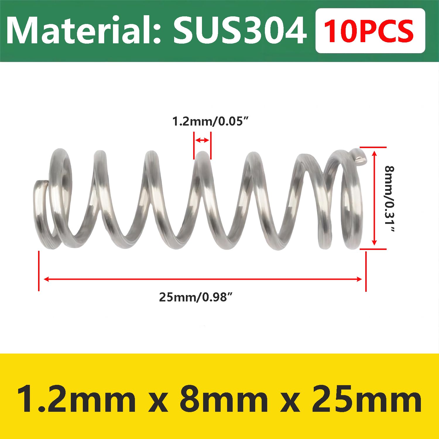 10 Muelles De Compresión De Acero Inoxidable - Diámetro 0.7mm, Largo 40mm - Para Reparaciones Y Repuestos Mecánicos