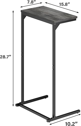 Miniatura 6 de TUTOTAK Mesa auxiliar en forma de C, mesa auxiliar pequeña, mesa de sofá de 28.7 pulgadas de alto, mesa de sofá, sala de estar, dormitorio, gris