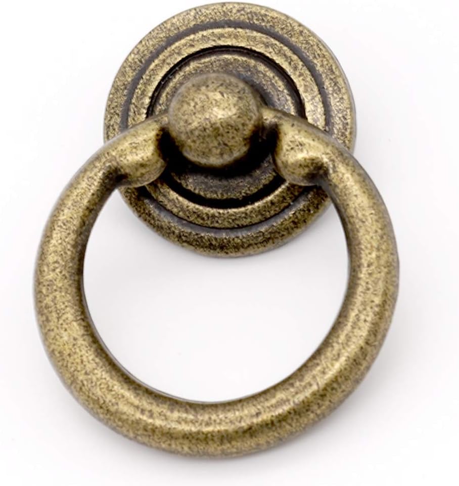 Ring Drawer Pulls Handle Ring Knobs for Cabinet Drawer Dresser Cupboard Wardrobe Antique Bronze 1.5 Inch Pack of 10