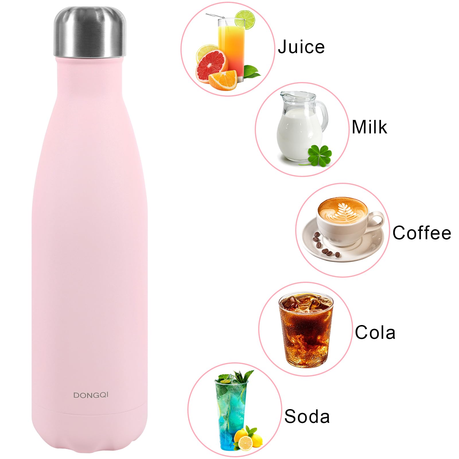 FLOW waterfles RVS lichtblauw 500 ml - dop met rietje