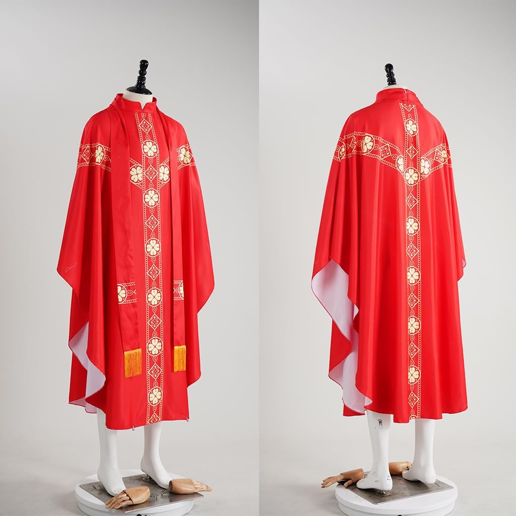 MYAYD 5 Colors Gothic Chasuble Church Pastor Celebrant Priest Vintage Robe Gown Cape Cassock Vestment - Image 3
