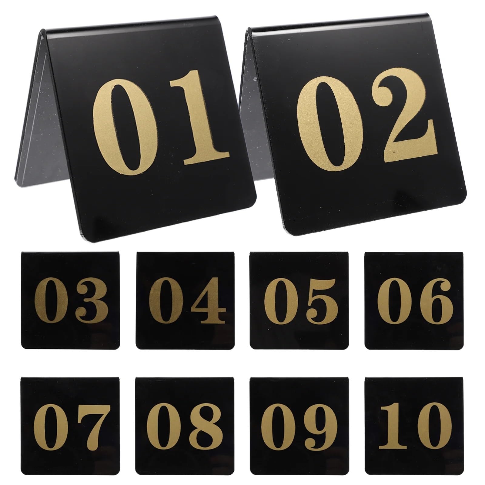 PortanúMeros De Mesa 10 Pcs Acrylic Table Number Plate Elegant Numbers Cards Coffee Decor Triangle Reception PosanúMeros Para Boda(Black 1)