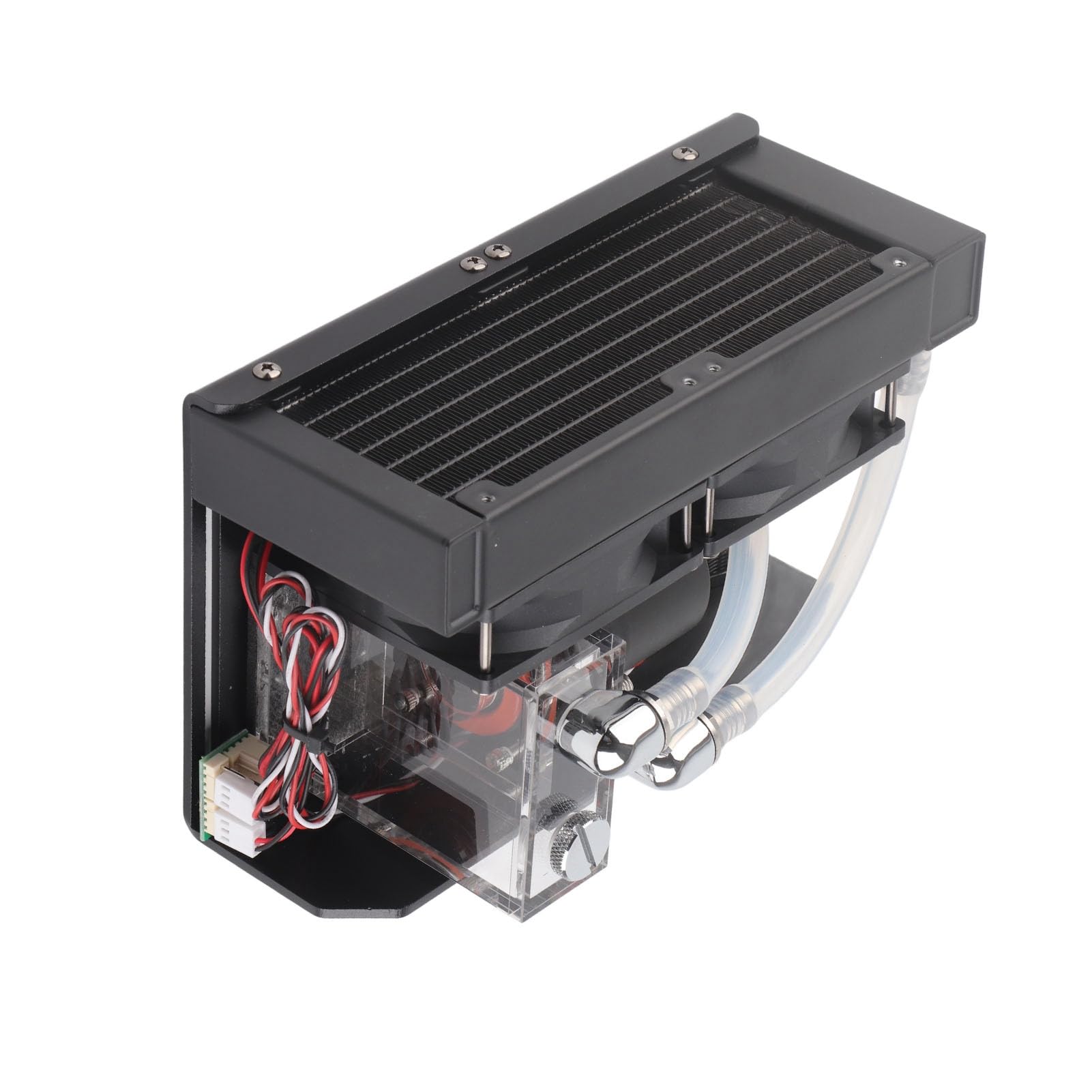 Topiky Bomba de Enfriamiento de CPU, Bomba de Enfriamiento de Agua de 600L/H, de de PC Silenciosa de 4 Pines con Puerto D de Rosca G1/4 de Doble Ventilador para Computadora de Escritorio