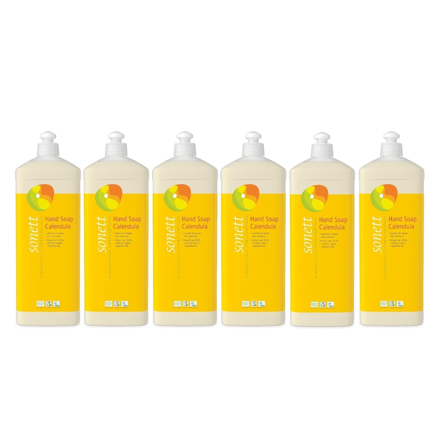 Sonett Organic Hand Soap Calendula – 34 fl oz 1 L Natural Liquid Hand Wash for Sensitive Skin | Biodegradable, Non-Toxic, Eco-Friendly, Plant-Based, Chemical-Free, Gentle Moisturizing Soap