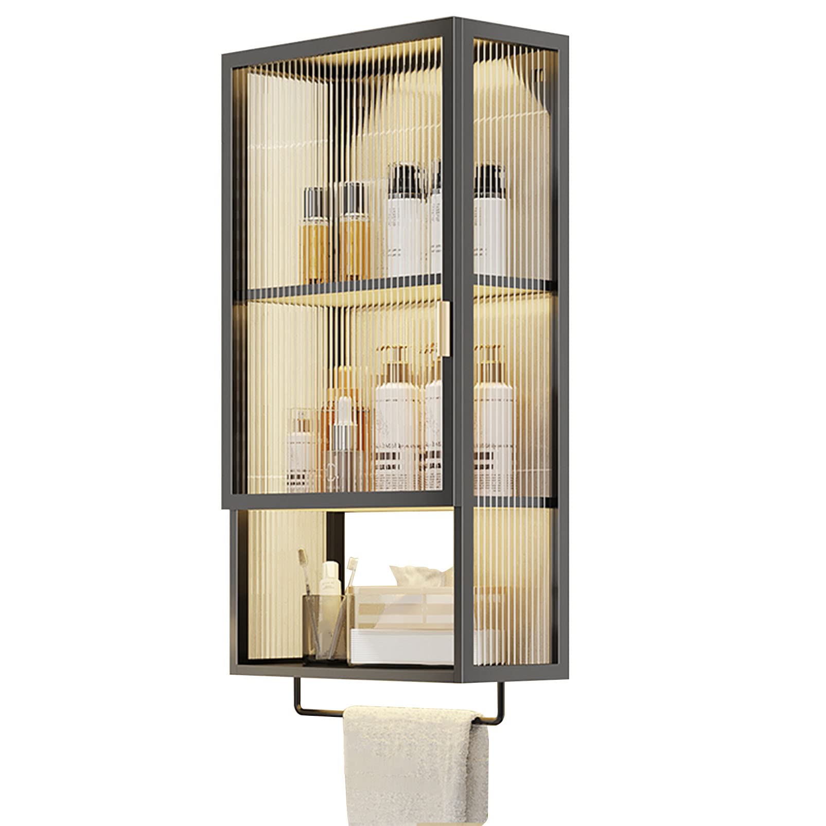 Armadietto da bagno salvaspazio da parete con barra porta asciugamani, senza fori sopra il WC, versatile mensola per lavanderia e cucina, porta shampoo e medicine