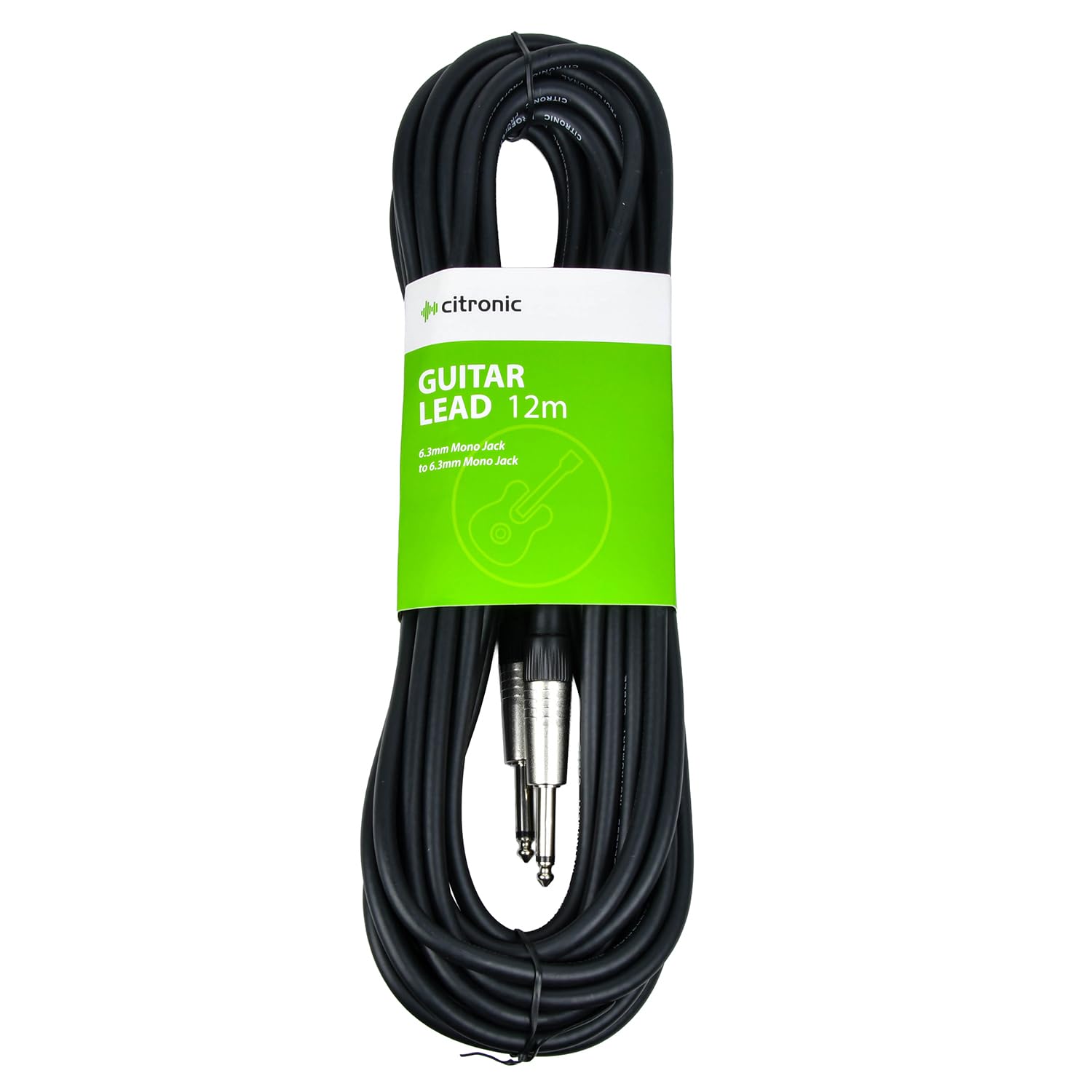 Citronic Classic Guitar Leads 6.3mm Mono Jack Plug - Instrument Cable for Guitar Audio & Unbalanced Signals 12 Metres
